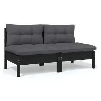 Juego de sillones para jardín de 6 piezas fabricado en madera de pino con mesa y cojines color gris de vidaXL 6