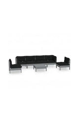 7-piece garden furniture set, grey pine wood with anthracite cushions by vidaXL