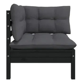 Juego de muebles para jardín fabricado en madera y tela de 8 piezas color negro y gris oscuro de vidaXL 8