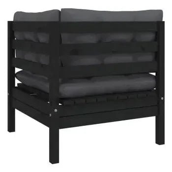 Juego de muebles para jardín fabricado en madera y tela de 8 piezas color negro y gris oscuro de vidaXL 9