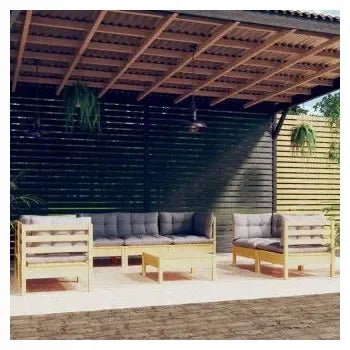 Juego de muebles de jardín fabricado con madera maciza de pino gris 8 piezas de vidaXL 2
