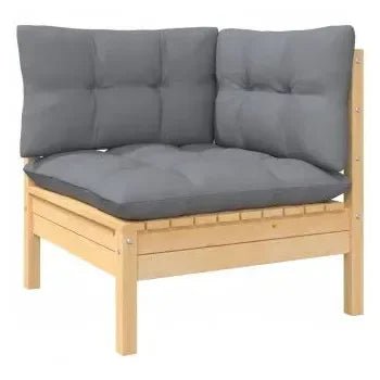 Juego de muebles de jardín fabricado con madera maciza de pino gris 8 piezas de vidaXL 3