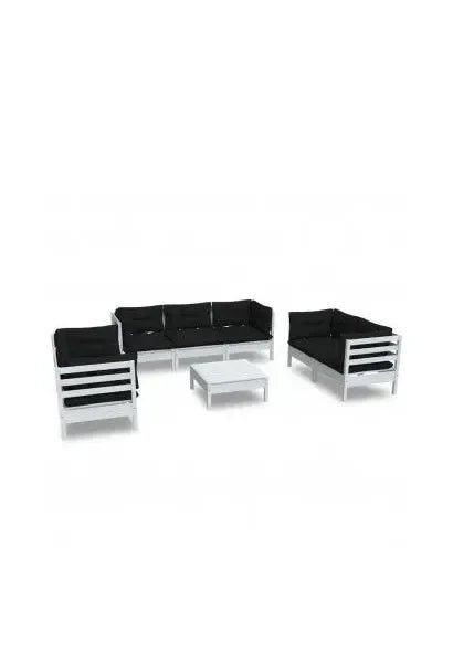 Conjunto de sofás y mesa de jardín madera con acabado antracita y blanco de vidaXL