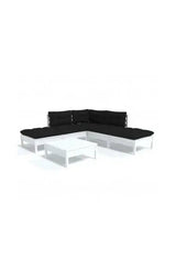 6-piece outdoor furniture set made of solid pinewood and fabric in white and anthracite gray by vidaXL