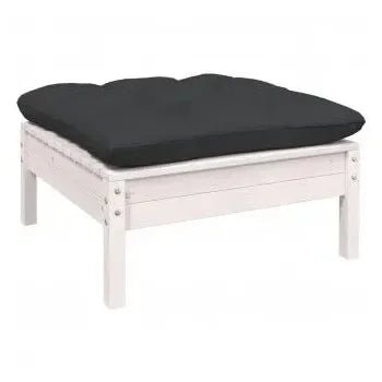 Juego de muebles para exteriores hecho de madera maciza de pino y tela de color blanco y gris de vidaXL 5