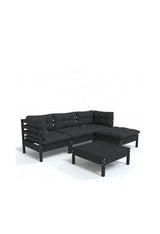 5-piece garden set with table and sofas in black pine wood with anthracite gray cushions by vidaXL