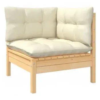 Conjunto de sofás con mesita para jardín en pino de 6 piezas madera y blanco crema de vidaXL 3