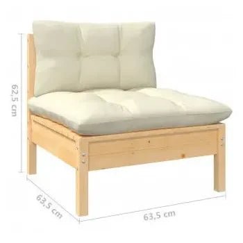 Conjunto de sofás con mesita para jardín en pino de 6 piezas madera y blanco crema de vidaXL 7