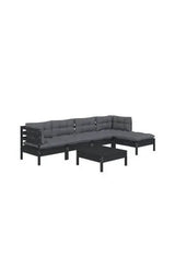 6-piece garden furniture set with cushions and table, dark gray and black by vidaXL