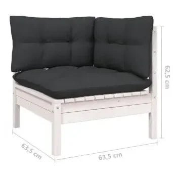 Juego de muebles de pino para uso exterior de 5 piezas color blanco con cojines antracita de vidaXL 2