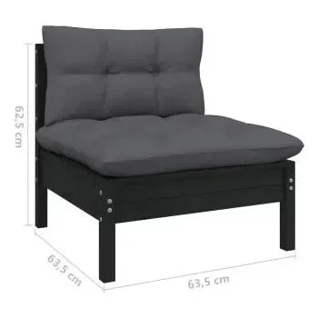 Juego de muebles para jardín 5 piezas con cojines y mesa color gris oscuro y negro de vidaXL 7