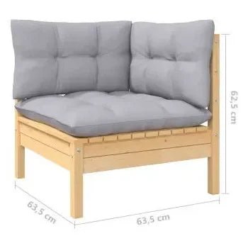 Juego de sillones para jardín de 6 piezas fabricado en madera con mesa y cojines color gris de vidaXL 8