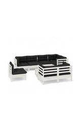 vidaXL white pine wood garden furniture set with cushions