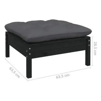Juego de sofás para jardín de 10 piezas con cojines hecho en madera color negro y gris oscuro de vidaXL 9