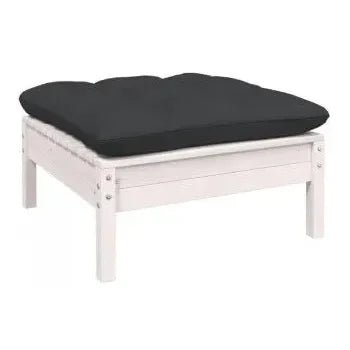 Set de muebles para exterior de 7 piezas color blanco con cojines gris antracita de vidaXL 4