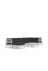 Conjunto de muebles para jardín fabricados en madera de pino de color blanco con cojines gris de vidaXL
