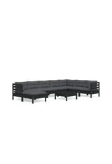 Juego de muebles para jardín de 9 piezas con cojines hecho en madera color negro y gris oscuro de vidaXL