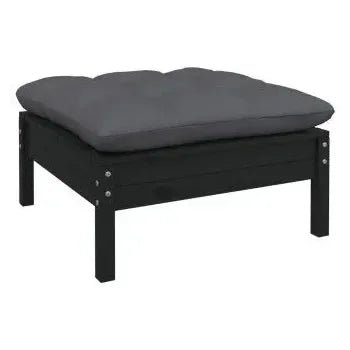 Juego de muebles para jardín de 9 piezas con cojines hecho en madera color negro y gris oscuro de vidaXL 5