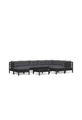 Juego de muebles para jardín de 10 piezas con cojines y mesa hecho en madera color negro de vidaXL