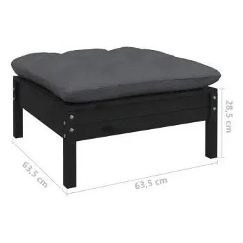 Juego de muebles para jardín de 9 piezas hecho en madera de pino con mesa y cojines color gris de vidaXL 9