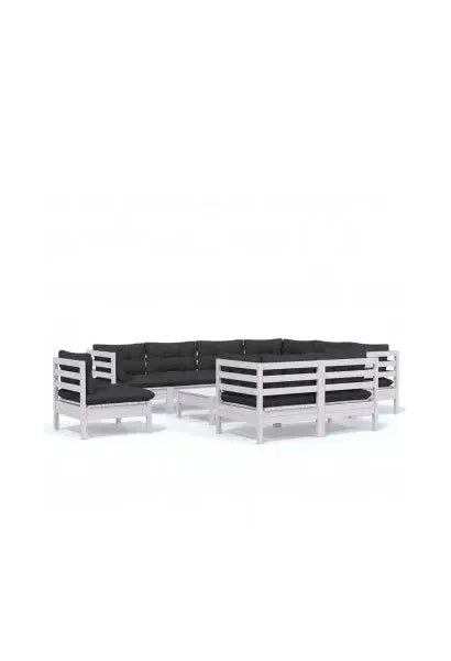 Kit de muebles para jardín de madera maciza de pino color gris antracita 10 piezas de vidaXL