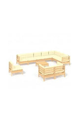 Modern outdoor furniture set with cushions in cream and natural color by vidaXL