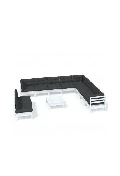 Set de muebles de jardín de madera maciza de pino color gris antracita 11 piezas de vidaXL