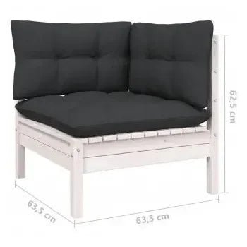 Juego de sofás con una mesa para el jardín fabricada en madera color blanco y gris de vidaXL 6
