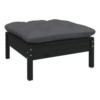 Set modular para jardín hecho en madera de pino de 11 piezas con mesa y cojines color gris oscuro de vidaXL 3