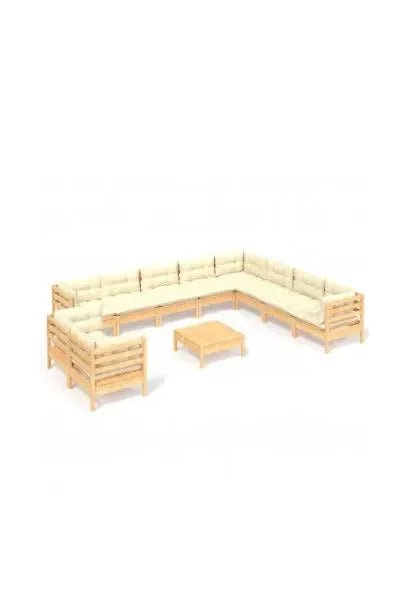 Conjunto de muebles para el exterior fabricado en madera maciza en color crema de vidaXL