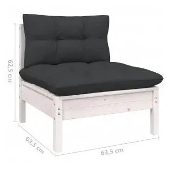 Conjunto de muebles para el jardín fabricado en madera con 13 piezas de color blanco y gris de vidaXL 6