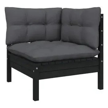 Juego de muebles para jardín hecho en madera de pino de 10 piezas con mesa y cojines color gris de vidaXL 3