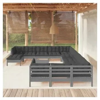 Conjunto de muebles para jardín color gris antracita de madera de pino maciza de vidaXL 2