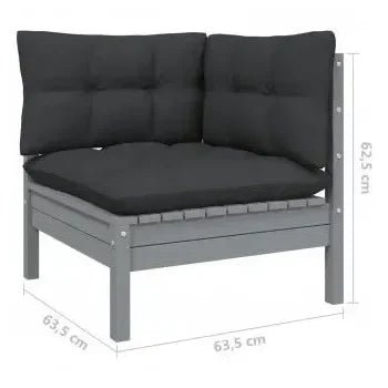 Conjunto de muebles para jardín color gris antracita de madera de pino maciza de vidaXL 7