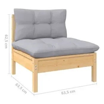 Set de sillones para jardín de 6 piezas hecho en madera con reposapiés color madera natural de vidaXL 6