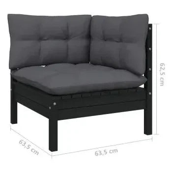 Juego de muebles para jardín de 10 piezas hecho en madera maciza pino con mesa y cojines color gris de vidaXL 6
