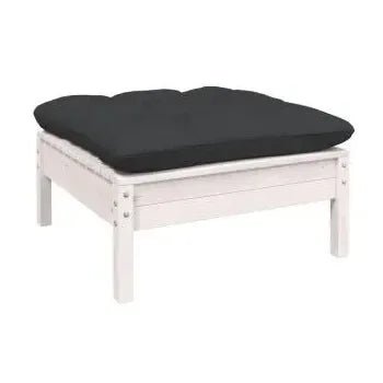 Muebles modulares de jardín y terrazas con 14 piezas fabricadas en madera maciza color blanco de vidaXL 4