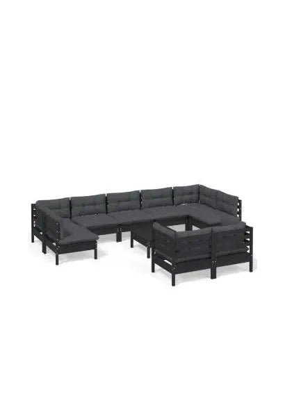 Juego de muebles de 10 piezas para jardín hecho en madera de pino con mesa y cojines color gris de vidaXL