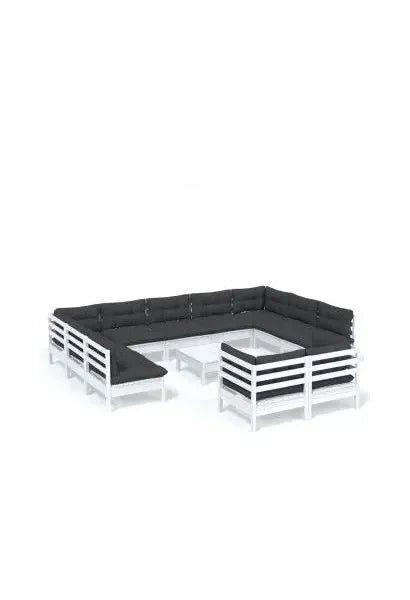 Juego de sofás y mesa para el jardín exterior fabricado en pino blanco con un diseño modular de vidaXL