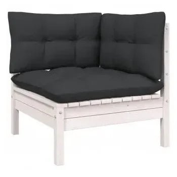 Juego de muebles para exterior de madera maciza de pino blanco y gris antracita 10 piezas de vidaXL 3