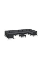 Garden furniture set with table made of pine wood in black and anthracite grey cushions by vidaXL