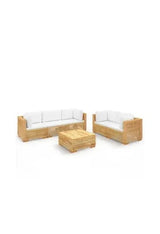 Garden furniture set with table made of solid teak wood and cream white polyester cushions from vidaXL