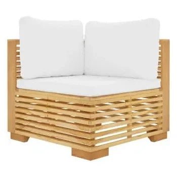 Conjunto de mobiliario para jardín con mesa fabricado en madera de teca y cojines de poliéster de vidaXL 5