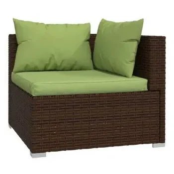 Juego de muebles de jardín con cojines hecho de ratán sintético y acero color marrón y verde de vidaXL 3
