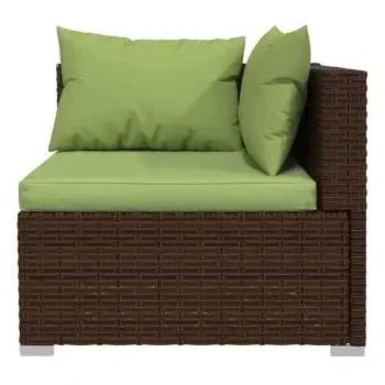 Juego de muebles de jardín con cojines hecho de ratán sintético y acero color marrón y verde de vidaXL 4