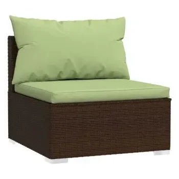 Juego de muebles de jardín con cojines hecho de ratán sintético y acero color marrón y verde de vidaXL 5