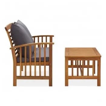 Juego de muebles para exteriores hecho de madera maciza de acacia y tela color gris oscuro 2 piezas de vidaXL 2