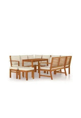 9-piece garden dining set made of acacia wood with white cushions by vidaXL