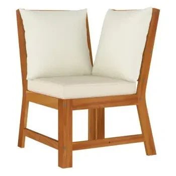 Juego comedor de jardín de 9 piezas fabricado en madera de acacia con cojines color blanco de vidaXL 6
