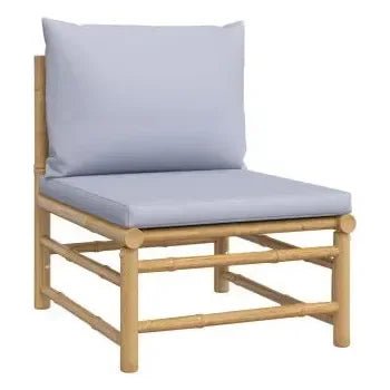Juego de sofás y silla con mesa para jardín de 7 piezas fabricadas en bambú con cojines de color de vidaXL 5